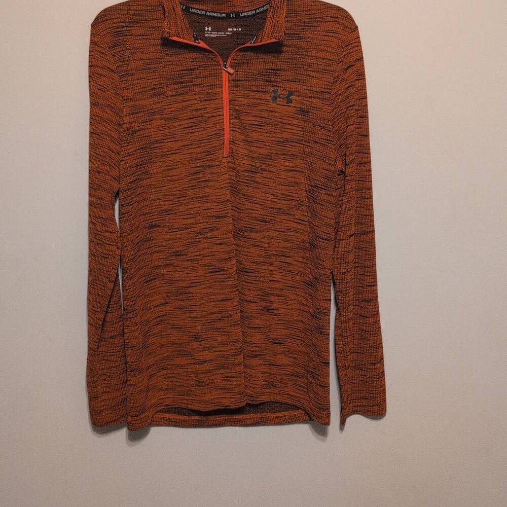 NWT Under Armour Orange Heathered Fitted Pullover 1/4 Zip Shirt Men's M